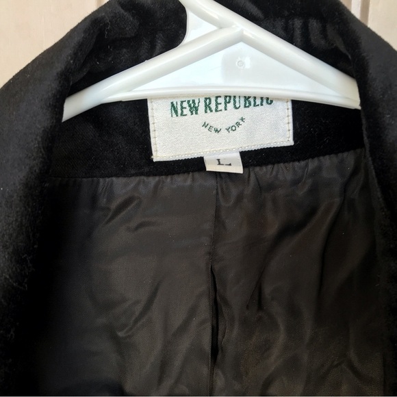 Velvety Blk Double Breasted Car Coat New Republic NY lined - Picture 7 of 10